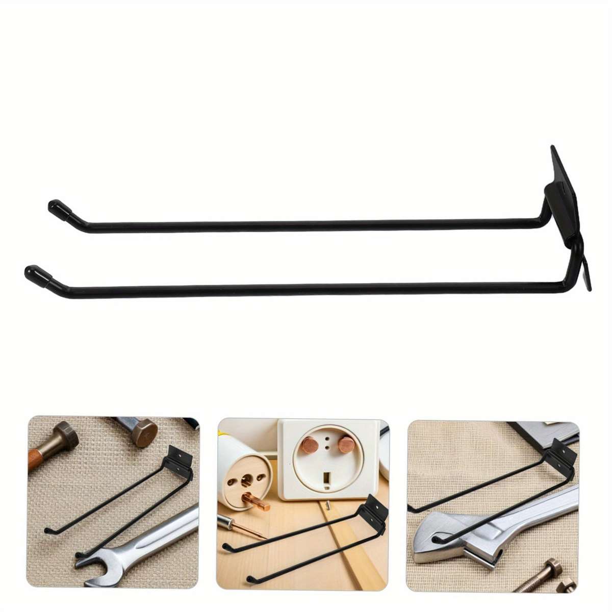 A Set Of 2 Wall Mounted Gardening Tool Storage Hangers Model Black folding hook Quantity 2pcs