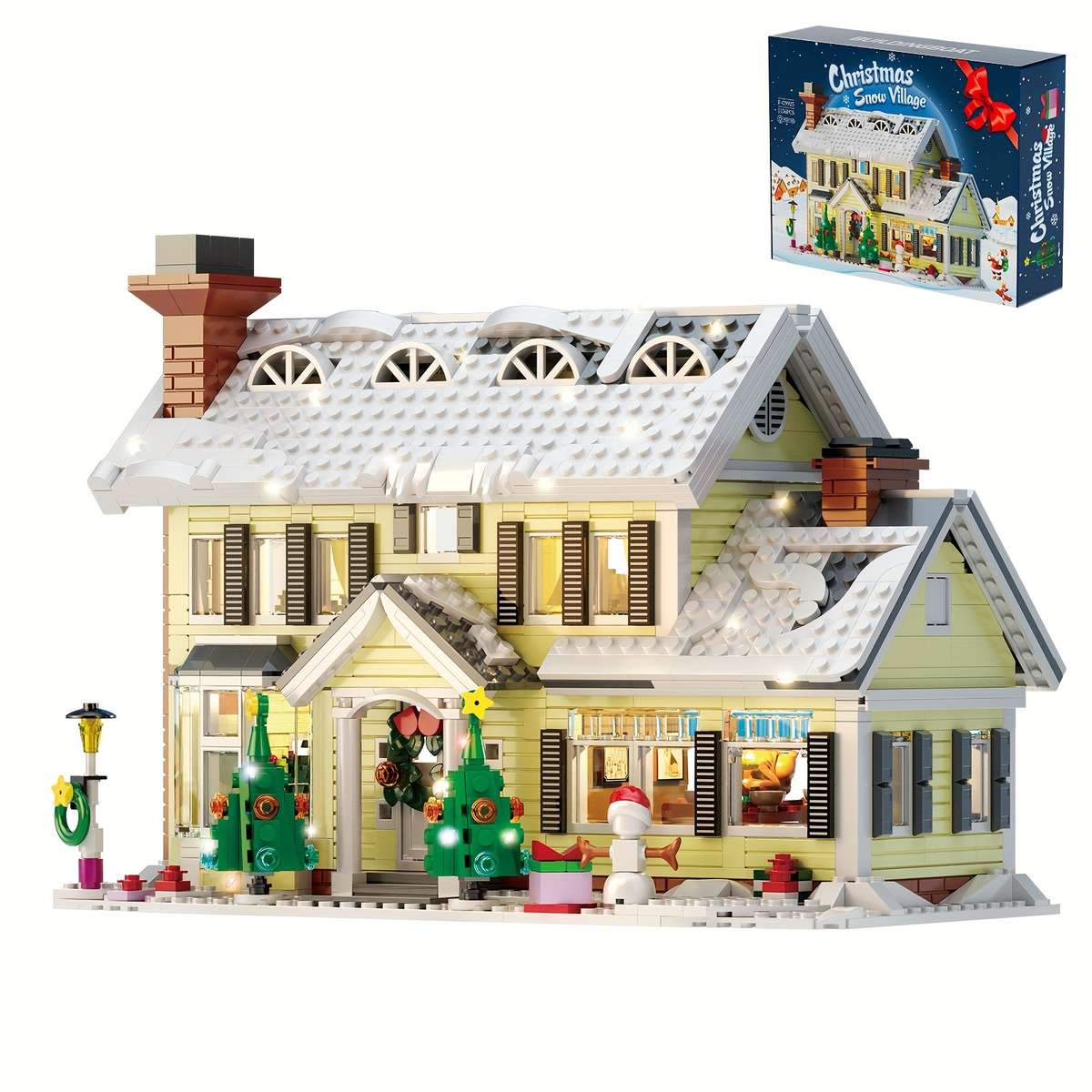 3D Building Model Puzzle Set Style Christmas Holiday House