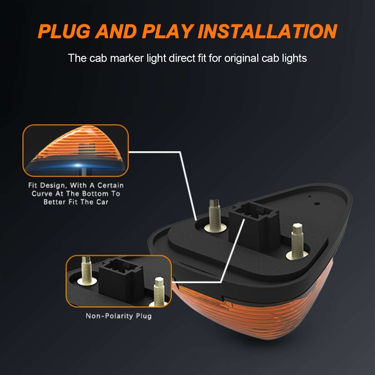 5pcs Amber Cab Marker Lights Plug And Play 360 degree lighting Compatible for Ford F1