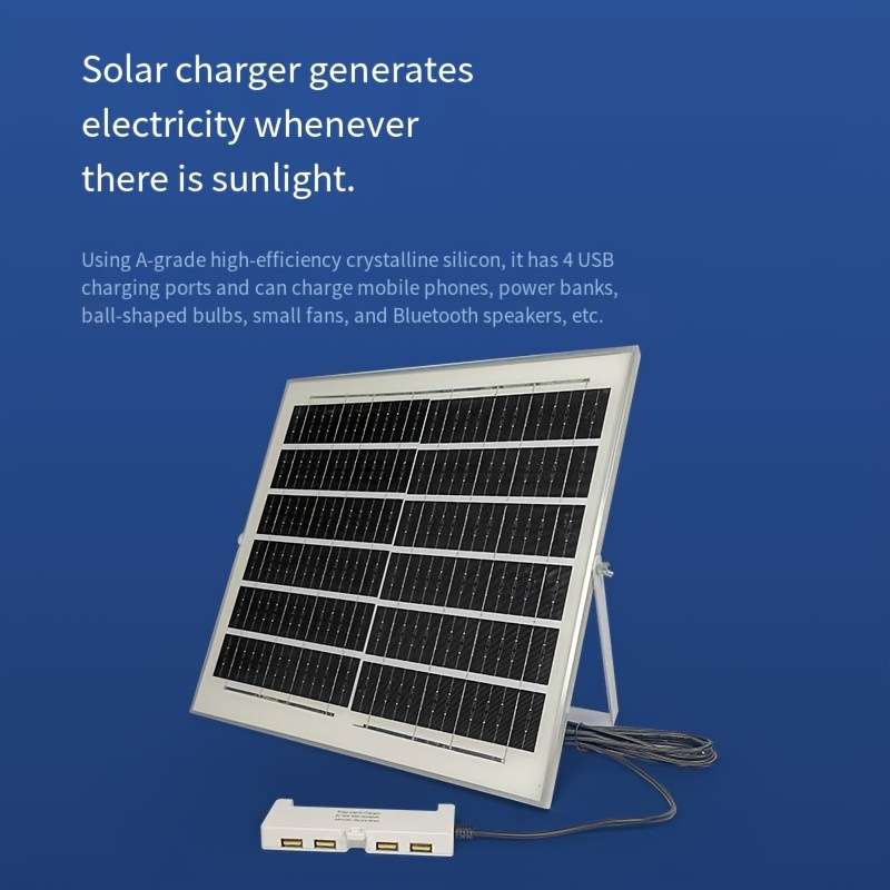 Solar Panel Model 15W 6V Solar Powered Universal Socket With 4 Usb Ports