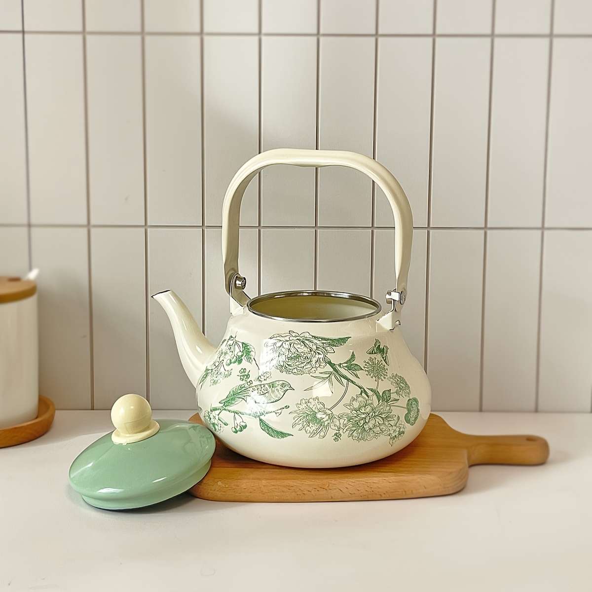 Kettle Color Green Bird Enamel Pot2.5L