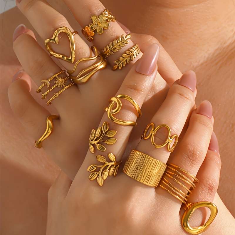 Luxury Heart Boho Style Finger Ring Quantity Random Rings