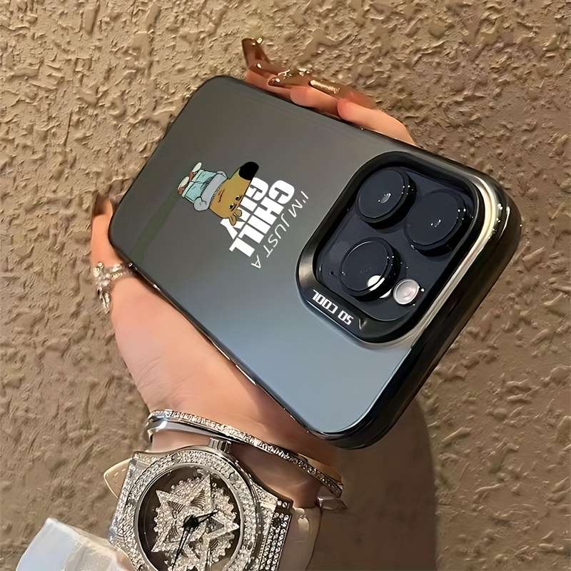 1Pc Black For iPhone 16 Plus I'M Just A Chill Guy Phone Case