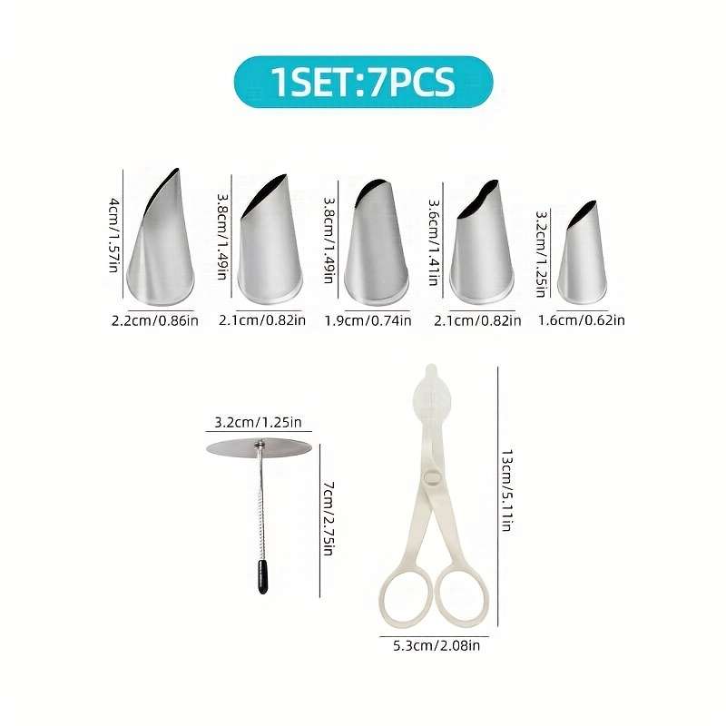 Piping Nozzle Color 7Pcs Decorating Scissors, Decorating Nails And Roses 5