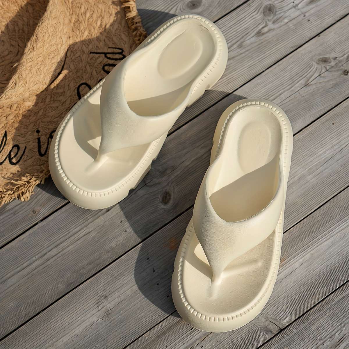 Ladies Summer Flip Flops White Uk 6.5-7