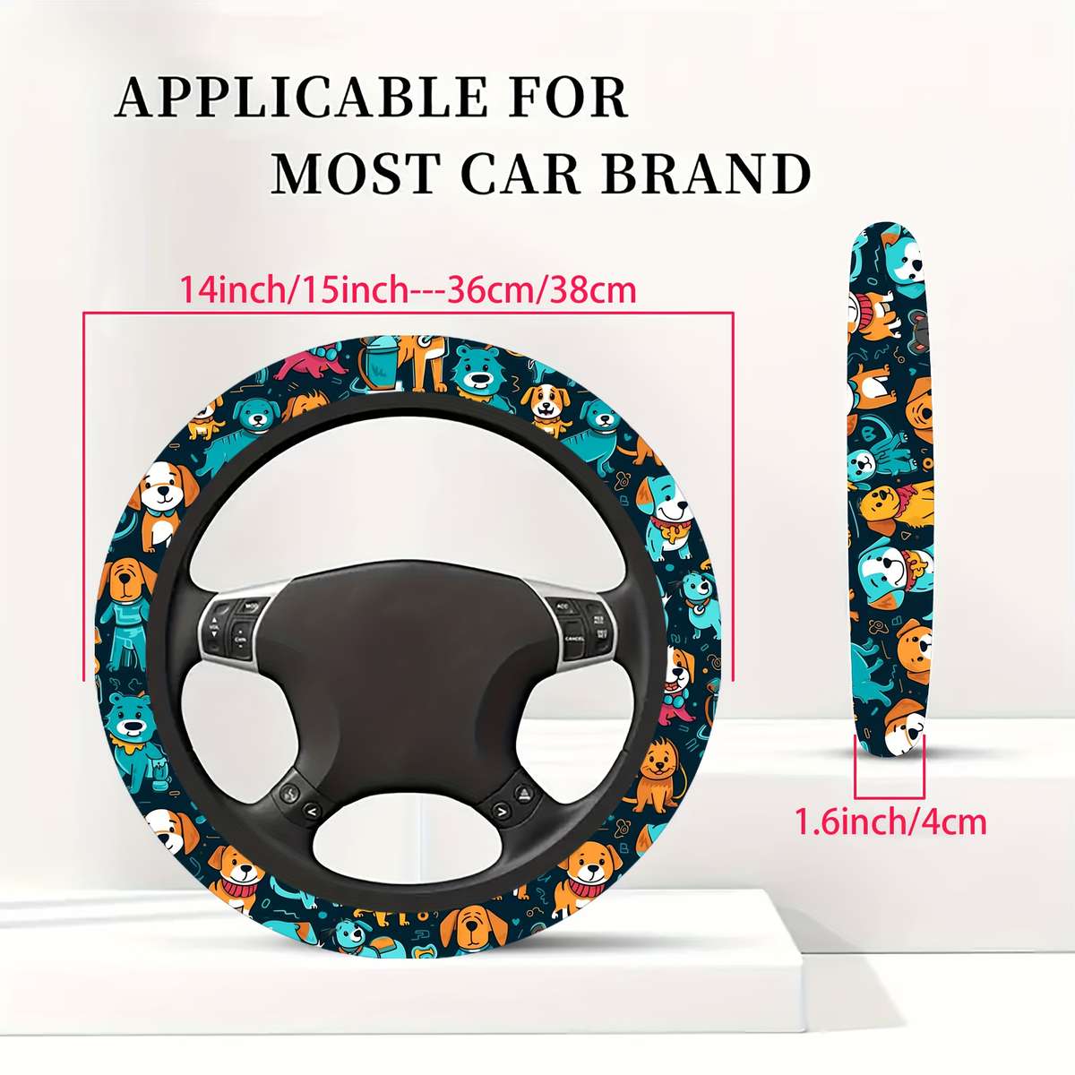 Car Steering Wheel Cover Cute Dogs
