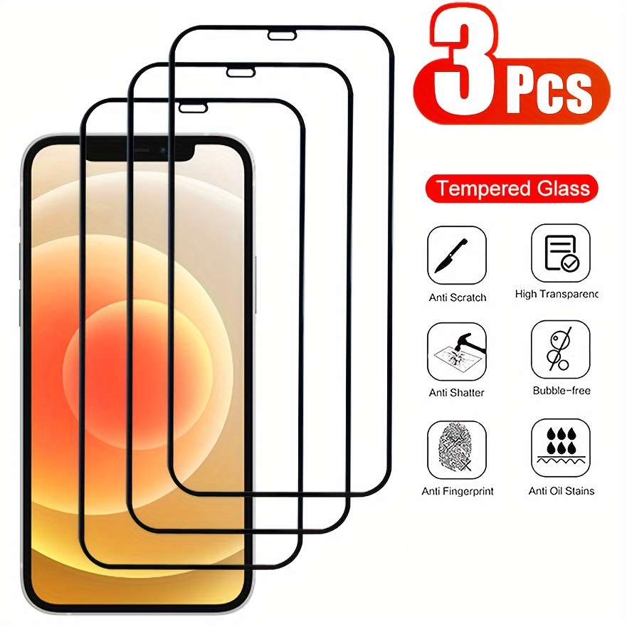 Screen Protector Compatible Model Iphone 14 Plus Quantity 3Pcs Silk Black