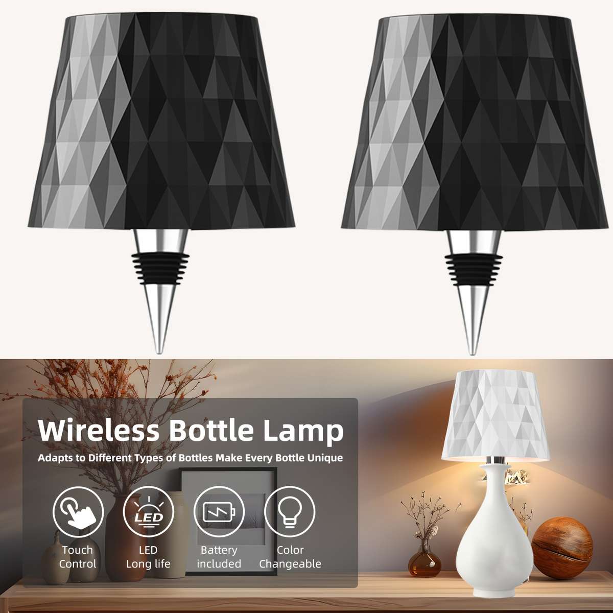 Desk Lamp Color 2Pcs  Matte Black