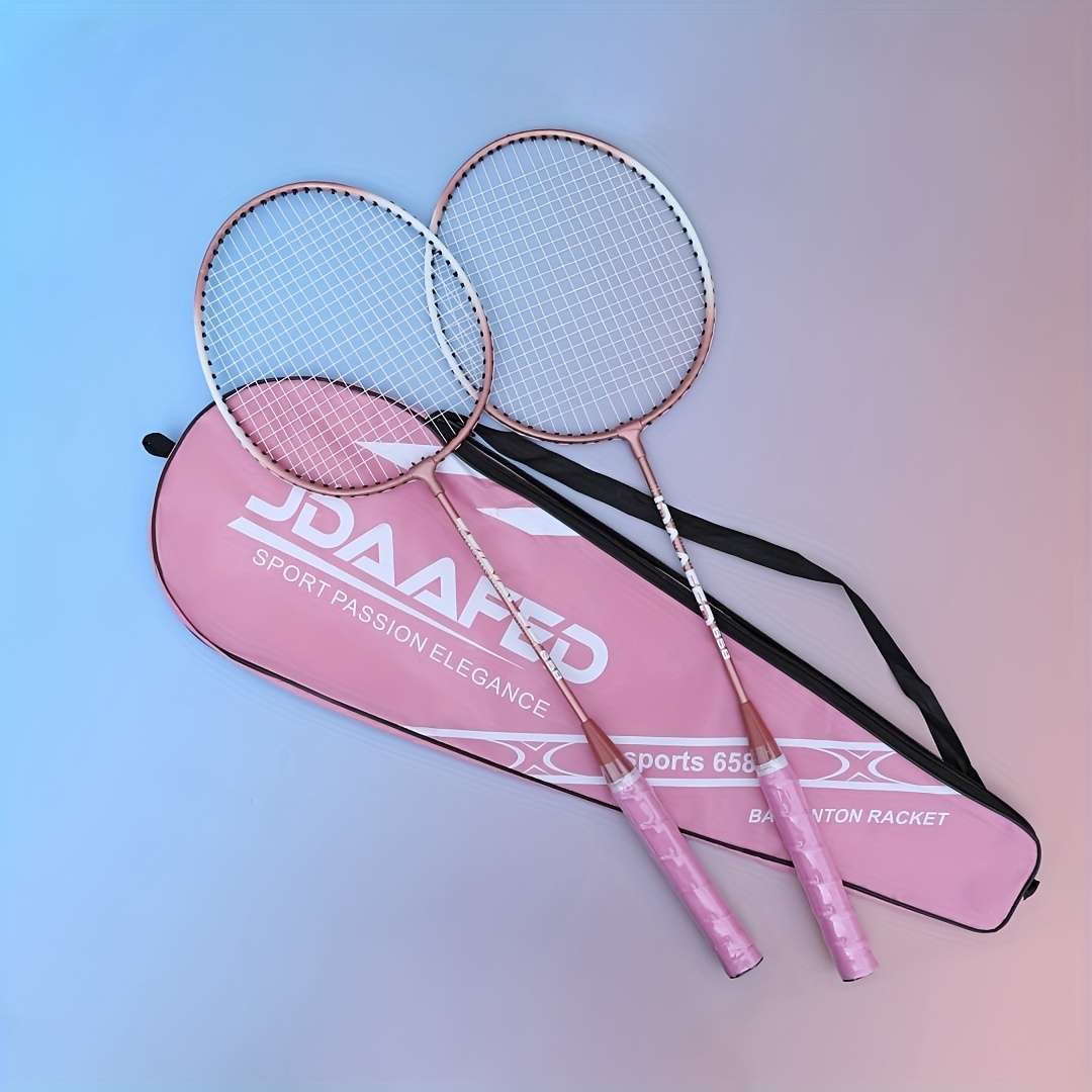 Badminton Racket Color Pink Color Compositionthree Feather Balls  1 Carrying Bag  2 Grips