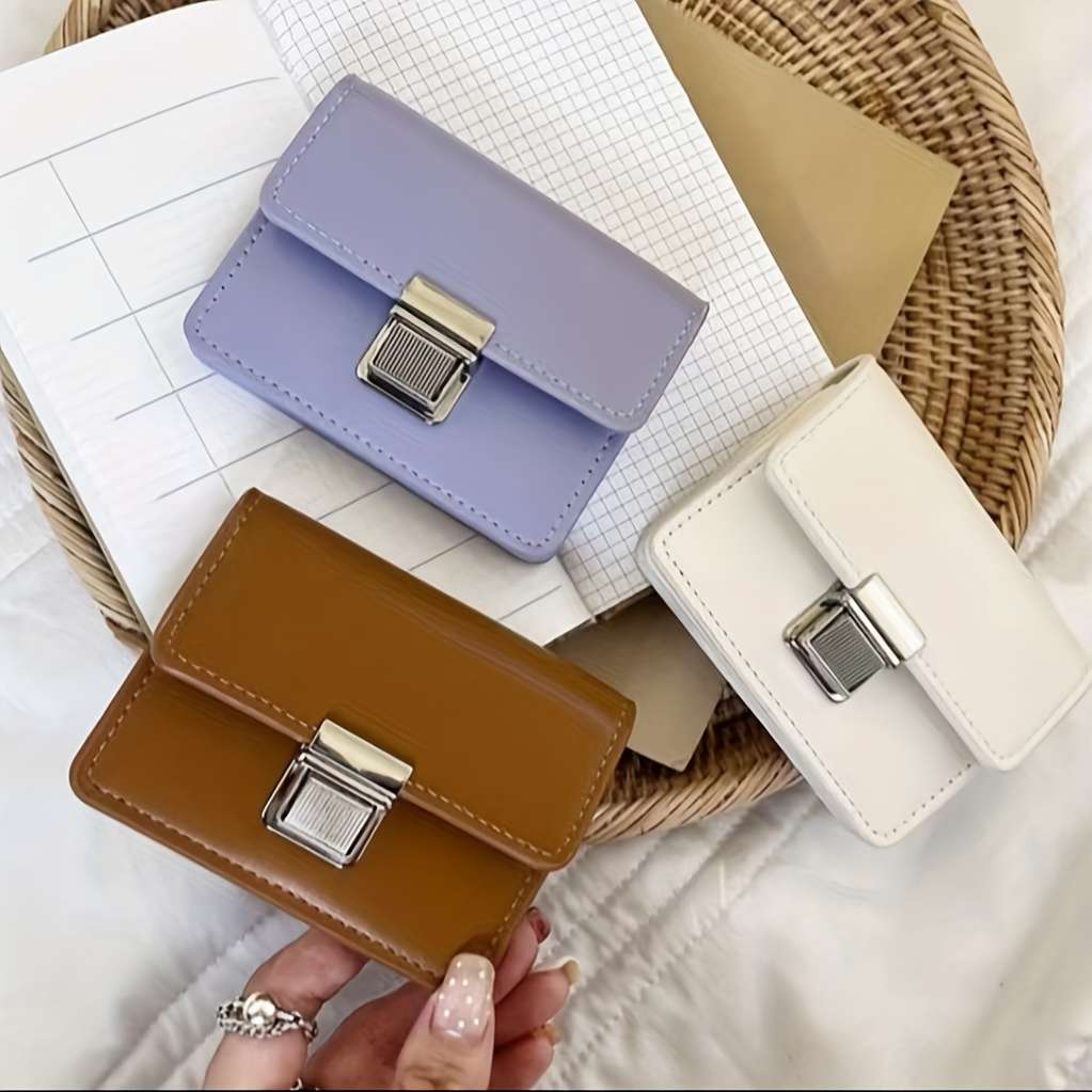 1pc Mini Simple Student Wallet Flip Style Money Clip Fresh Portable Card Holder