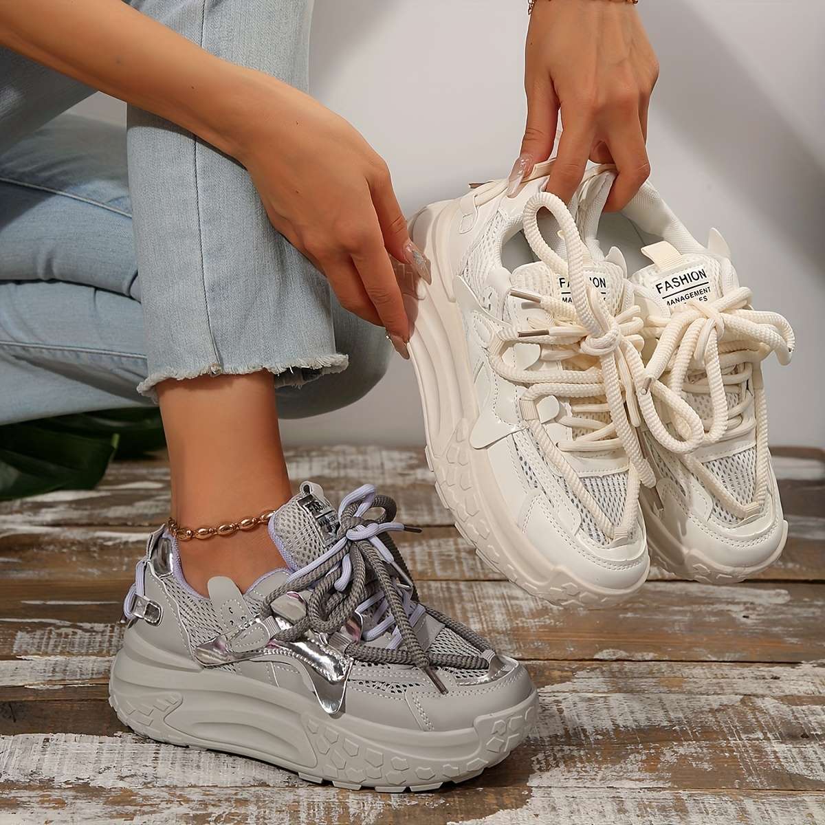 Women S Sneakers Color Beige Sizeuk 6