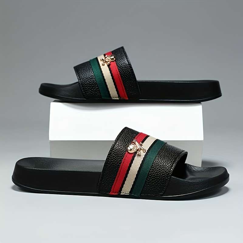 Men Slippers Summer Style Black Size Uk 7