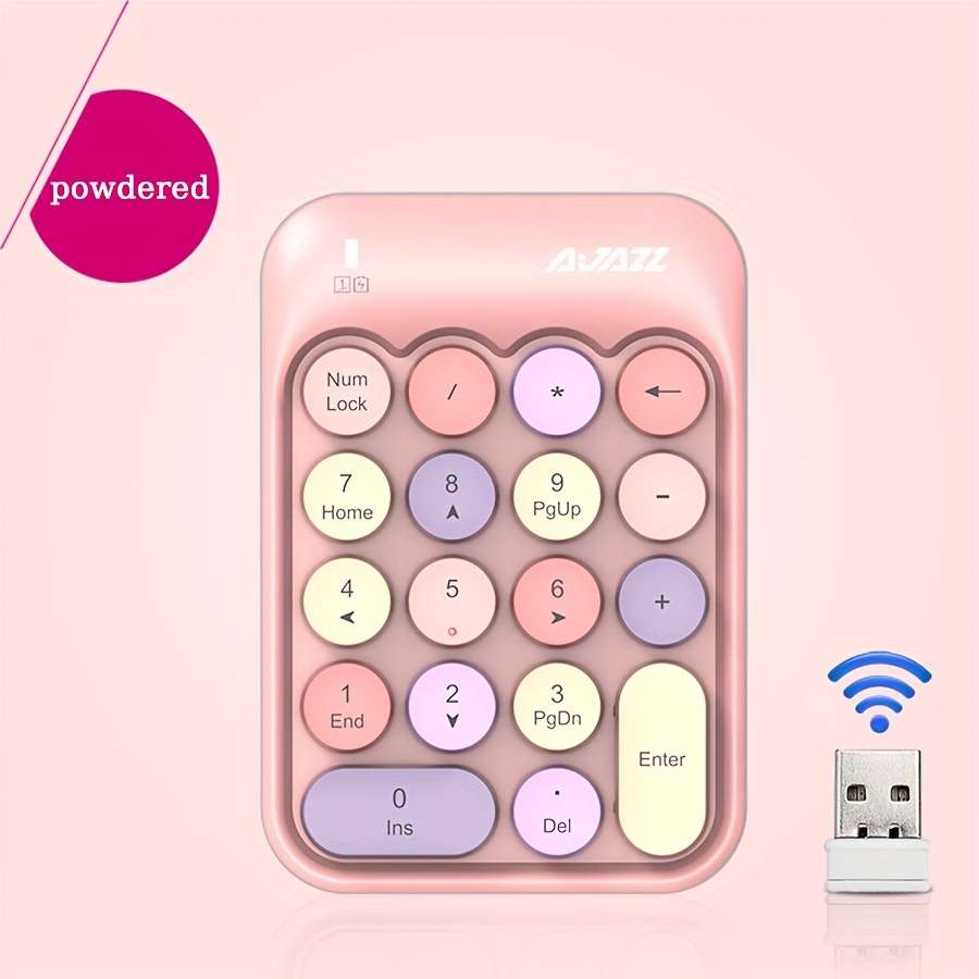 keyboard Model AK18 Wireless Numeric Keyboard Green Mixed Color