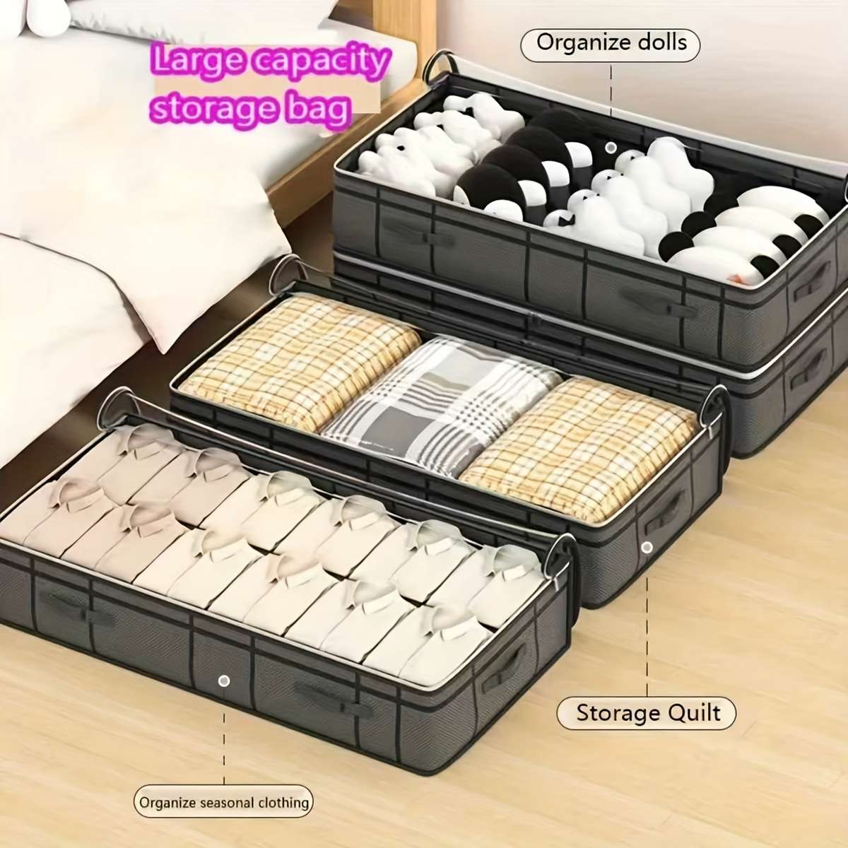 Set 2 Heavy Duty Windowpane Storage Moving Storage 2 Pack Dark Gray Size