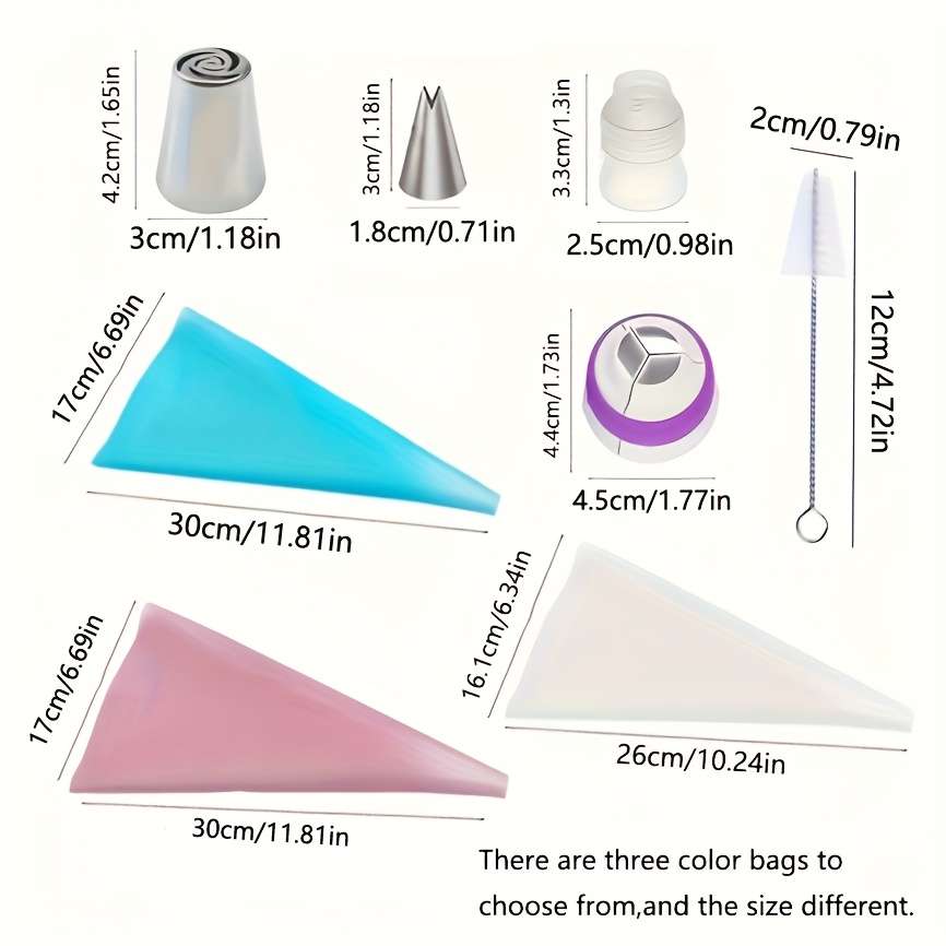 Piping Nozzle Color 13 Piece Decorating Set  Blue Bag