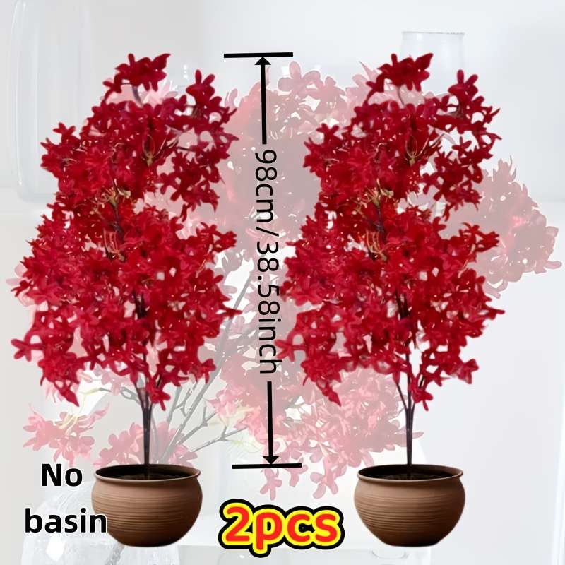 Simulated Flower Items 2 Red Long Branched Flowers