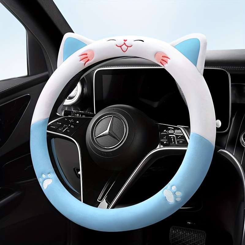 Car Steering Wheel Cover Pink And White