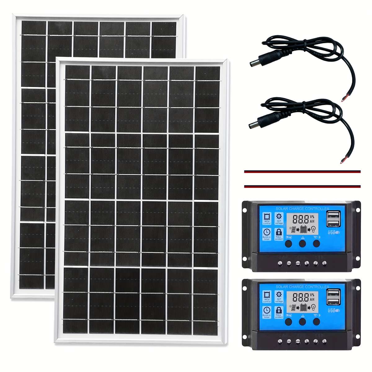 Solar Panel Model 2Pcs Solar Panels Add 2Pcs 100A Controllers