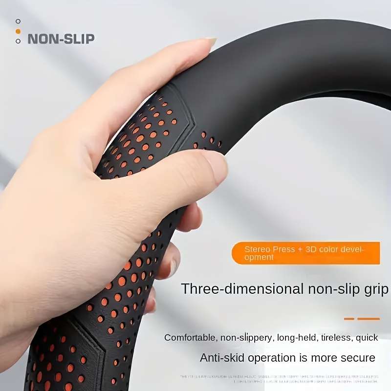 Car Steering Wheel Cover Shape D, All Black