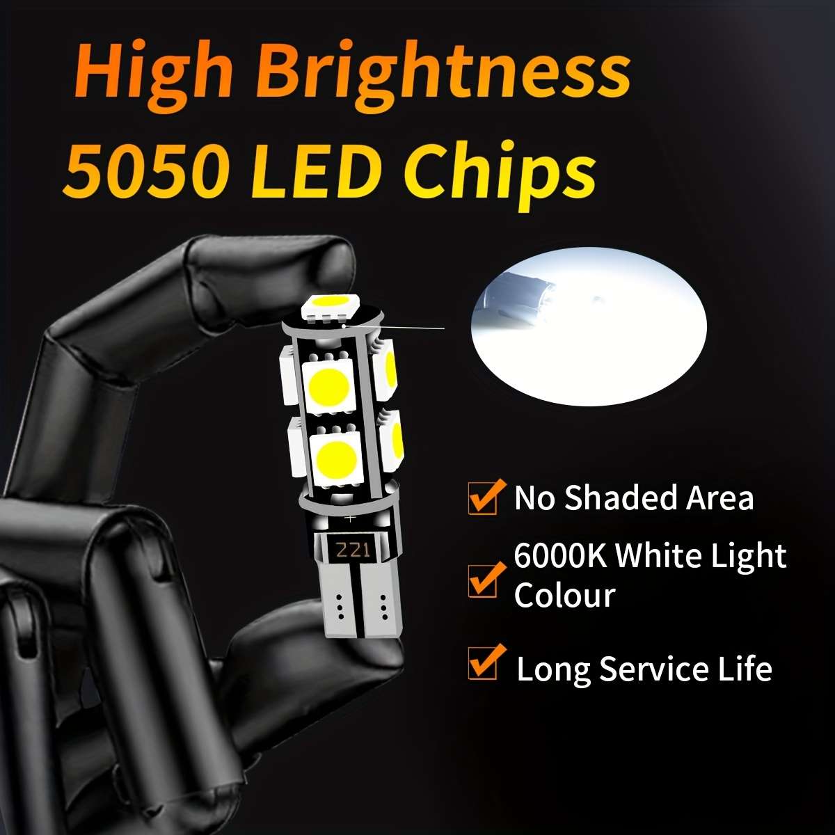 Two LED car turn signal lights T10 W5W with decoding high-brightness bulbs featuring