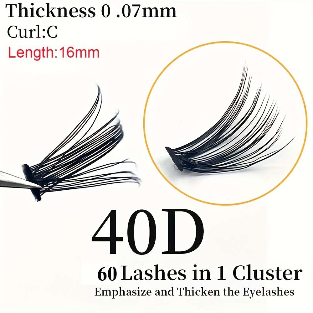 Exquisite Fluffy D Curl Cluster Lashes Model Items 40d 007c 16mm