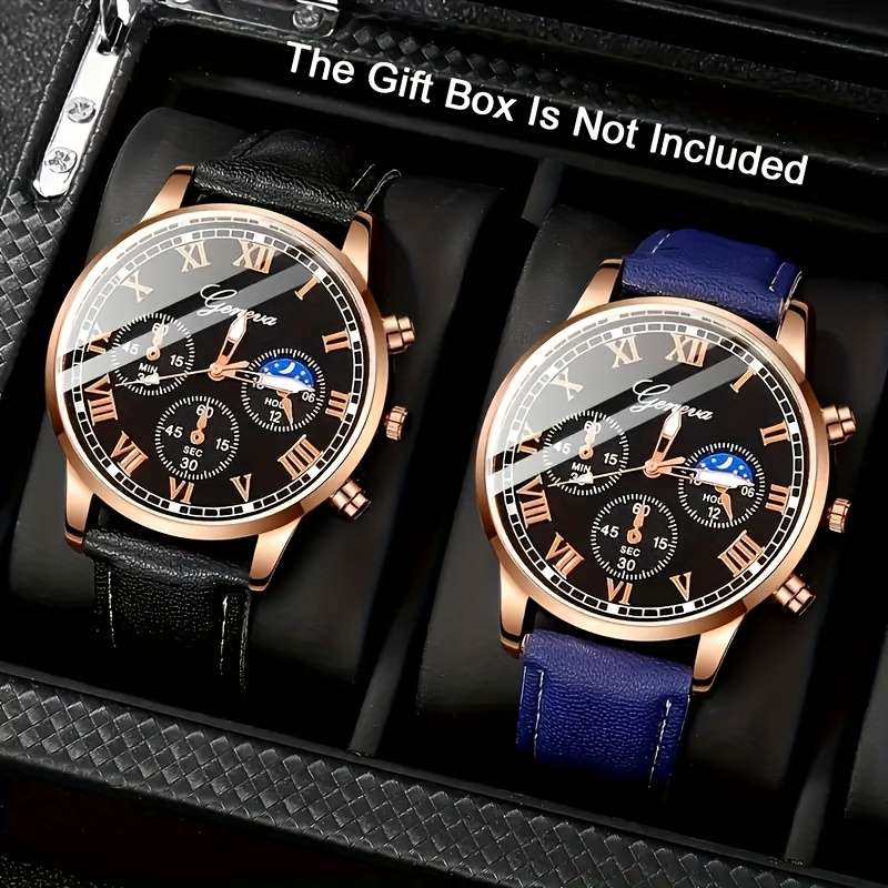 6Pcs Brand New Set Of Men Stylish Quartz Watches Featuring Simulated