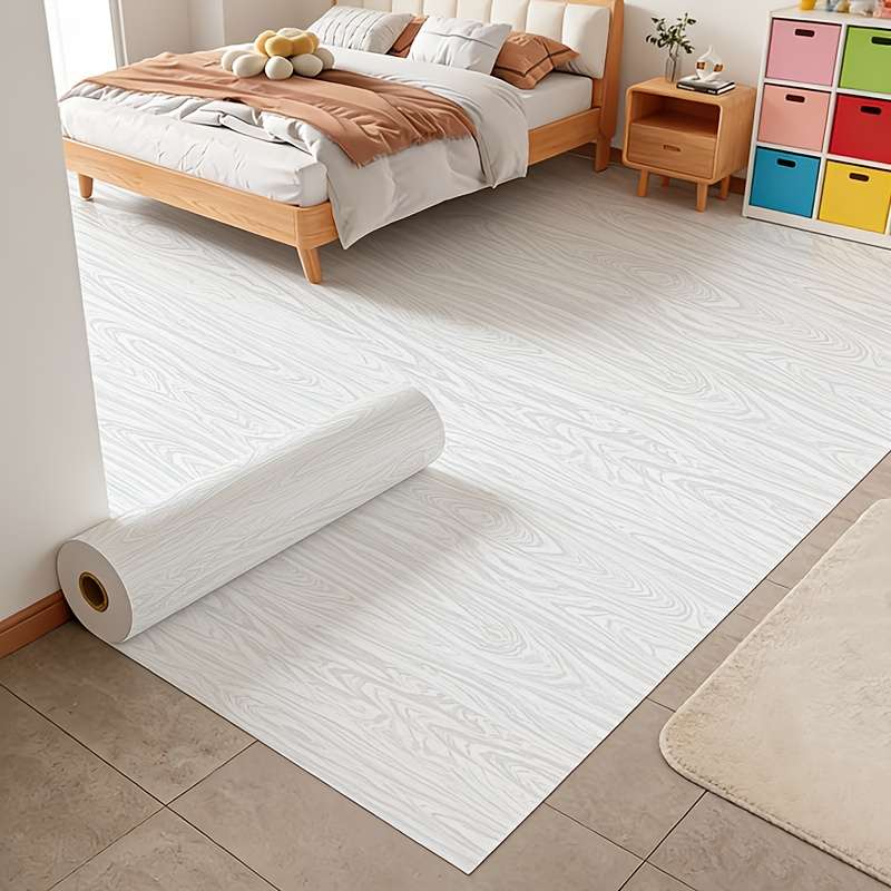 Self Adhesive Floor Sticker Silver Sandalwood Pattern 60cm x 10m