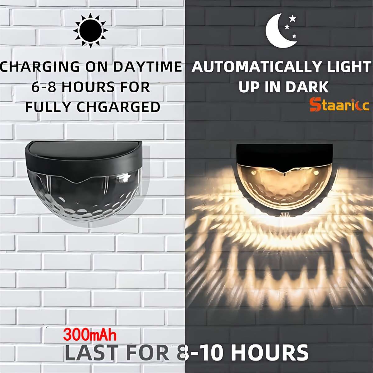 Black Shell Warm Light 4 pcs Outdoor Solar Light