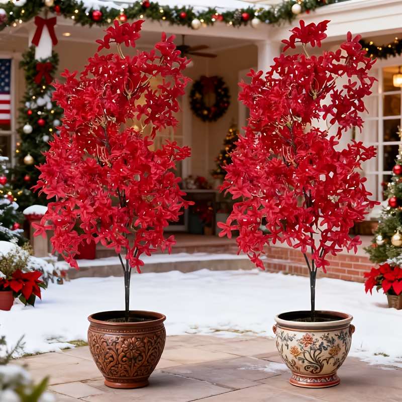 Simulated Flower Items 2 Red Long Branched Flowers