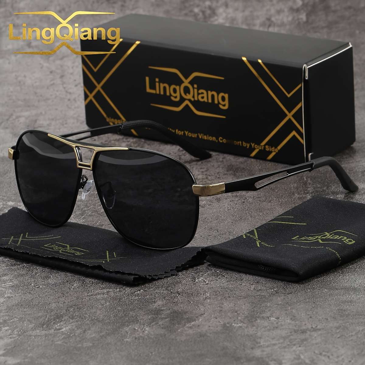 Cycling Glasses Color Black And Silvery Frame Gray Sheet