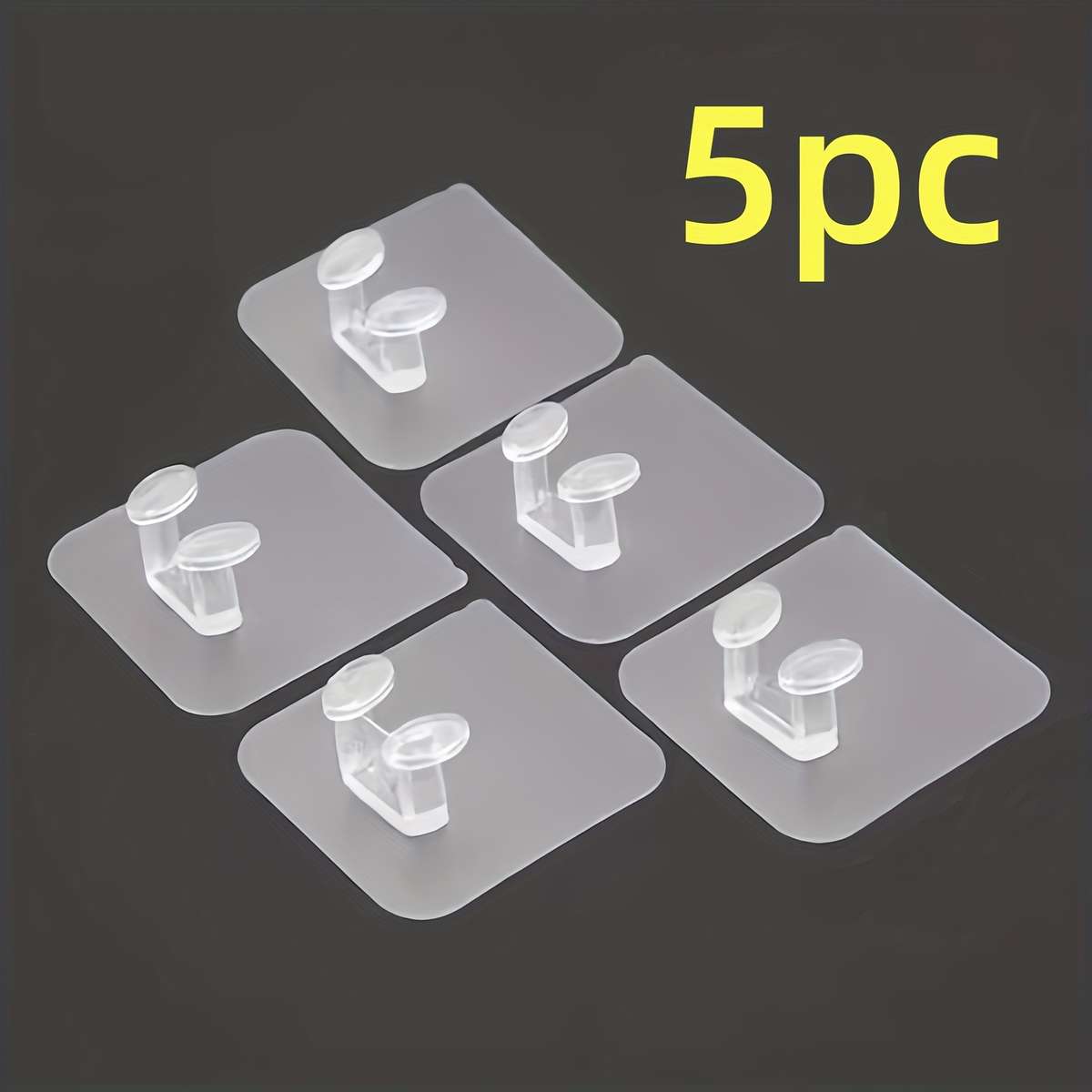 Adhesive Wall Hooks Bath Shower Self Stick Transparent Quantity 5pcs