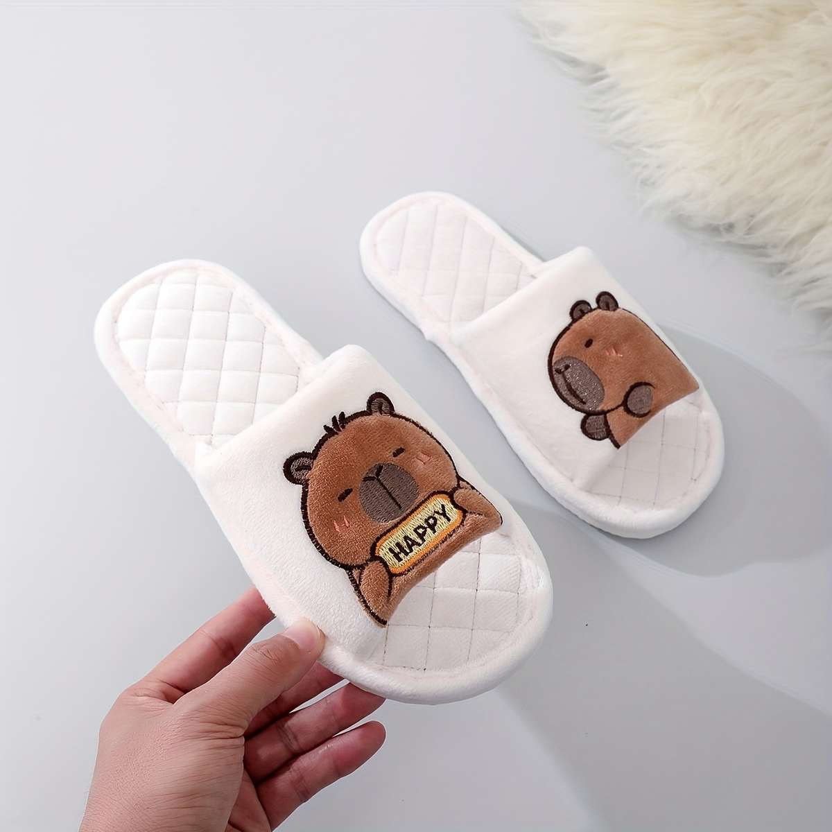 Cotton Slippers Color Light Grey Sizeuk 6.5-7