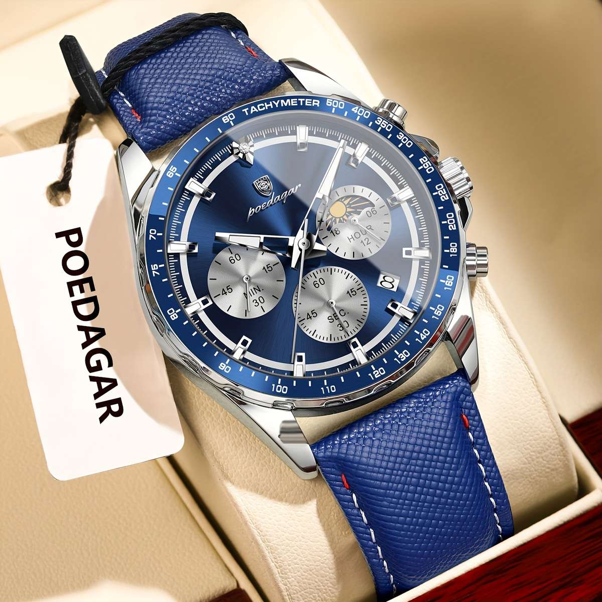 Luxury Leather Waterproof Men Watch Casual Style 3Atm Water Resistance