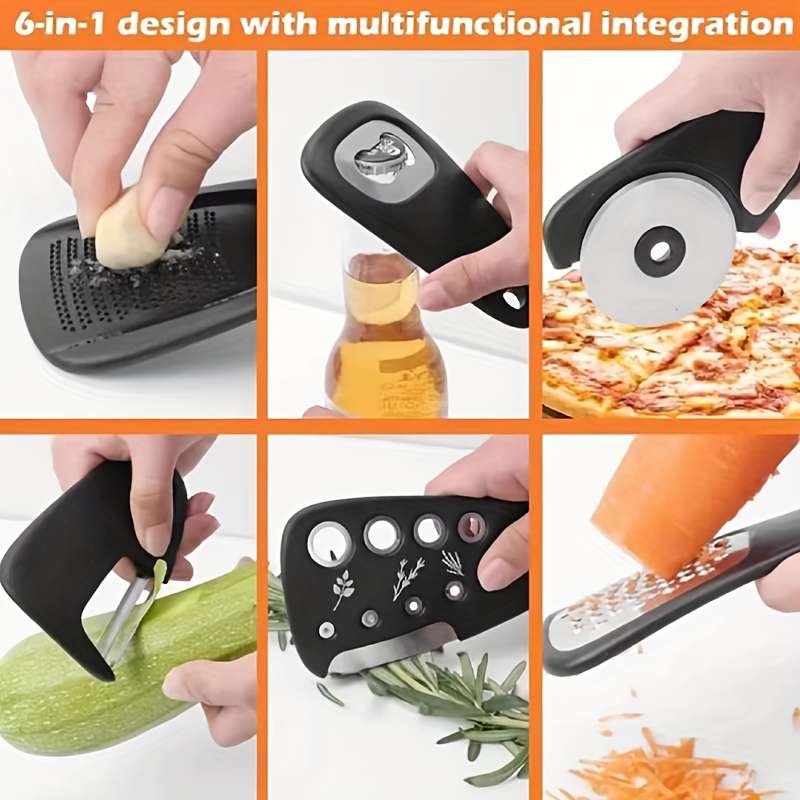 6PCS Stackable Kitchen Utensils Grapefruit Grater Herb Can Opener Cheese Pizza