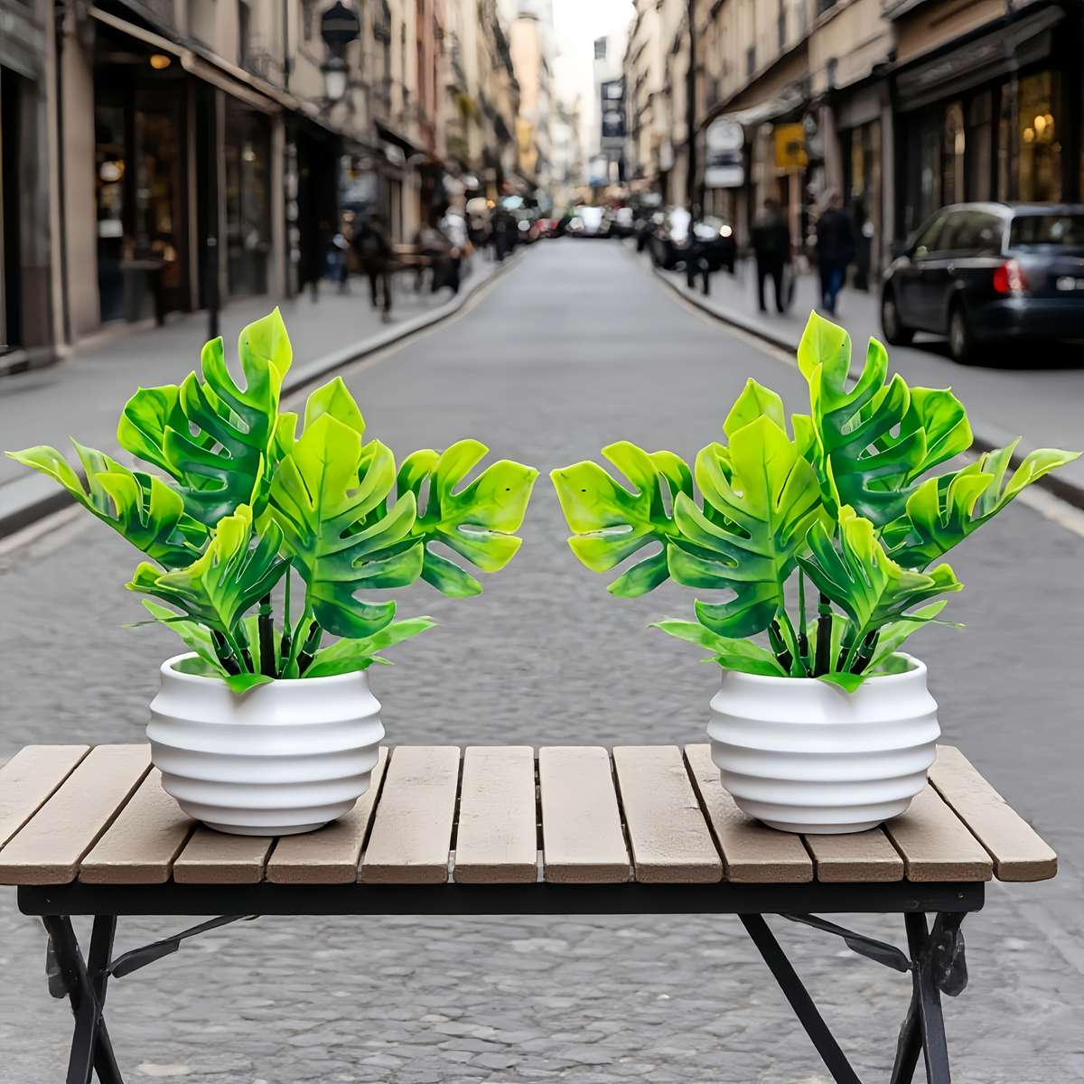 Flowerpot Model Green Leaves  White Pot Quantity2 Pots