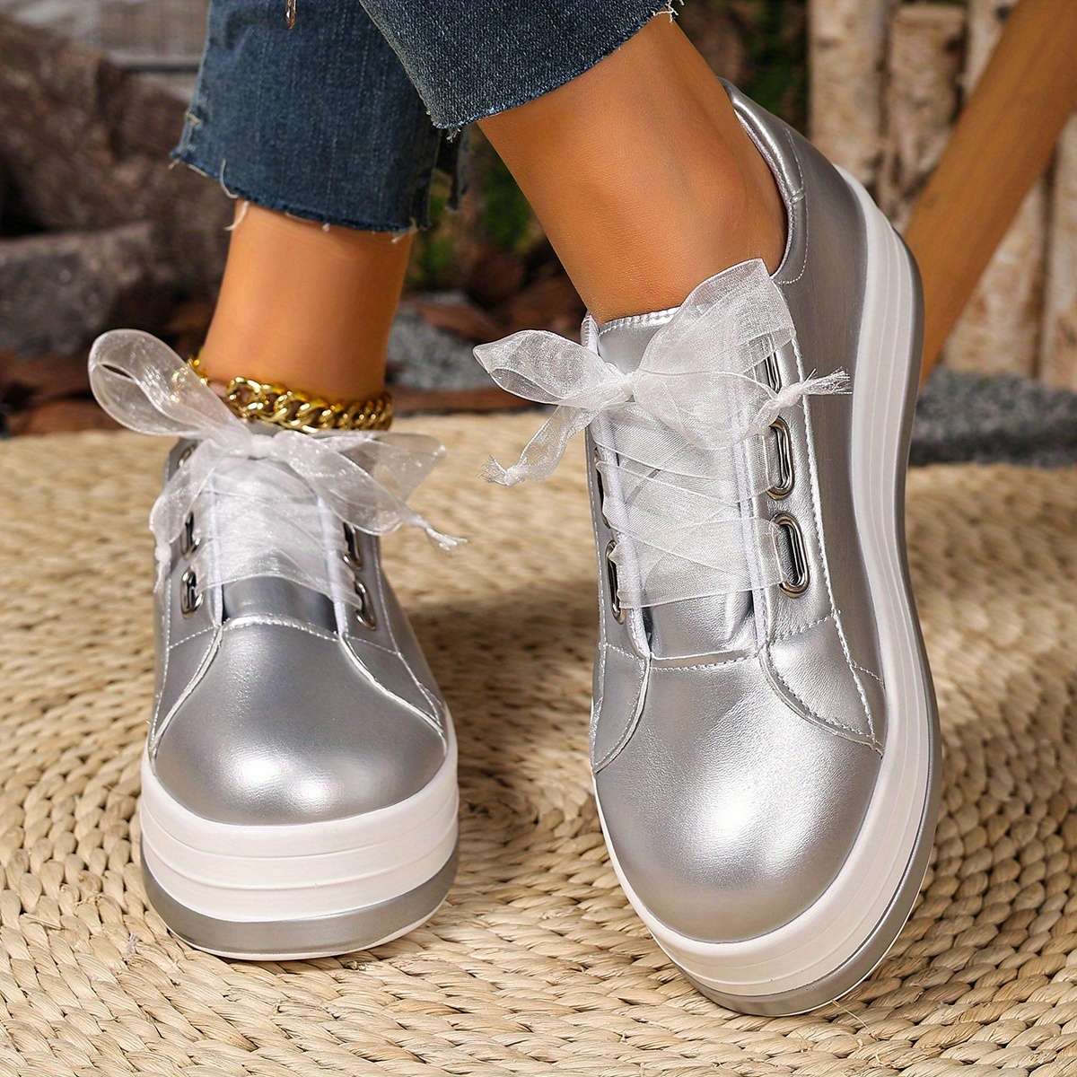 Women S Sneakers Color Golden Sizeuk 4