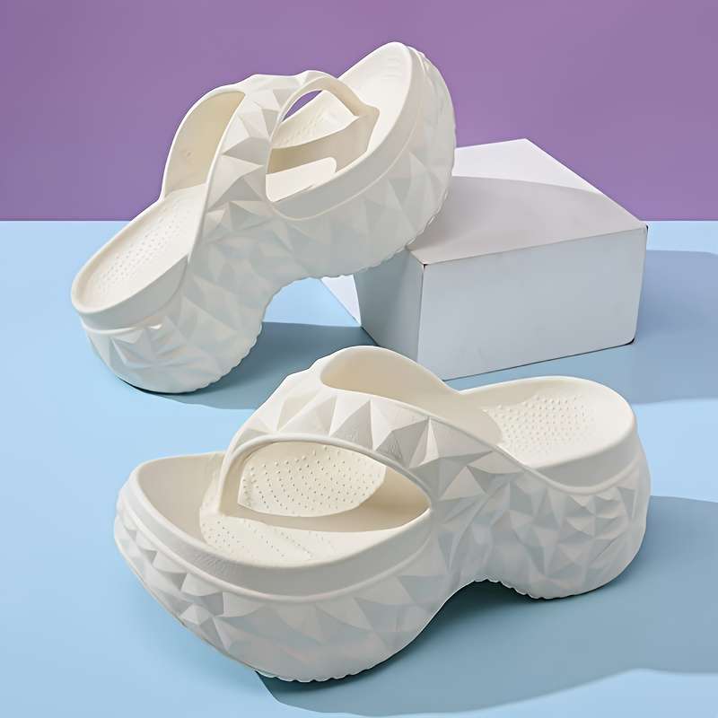 Ladies Summer Flip Flops White Uk 2.5-3