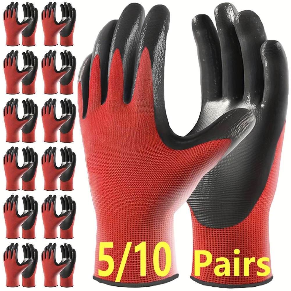 Work Gloves Color Redblack Size8M 5 Pairs