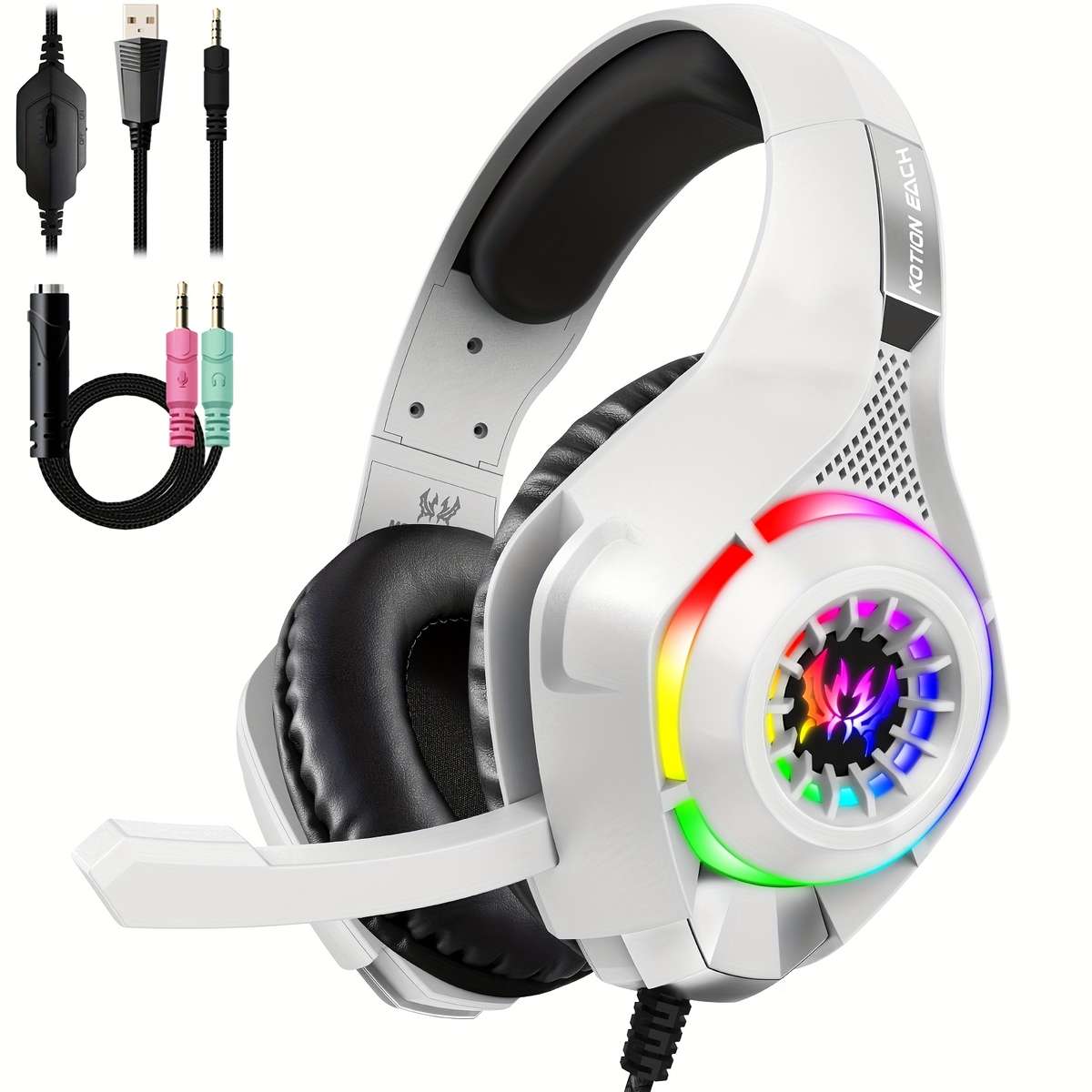 Wired Headphones Black Rgb Light