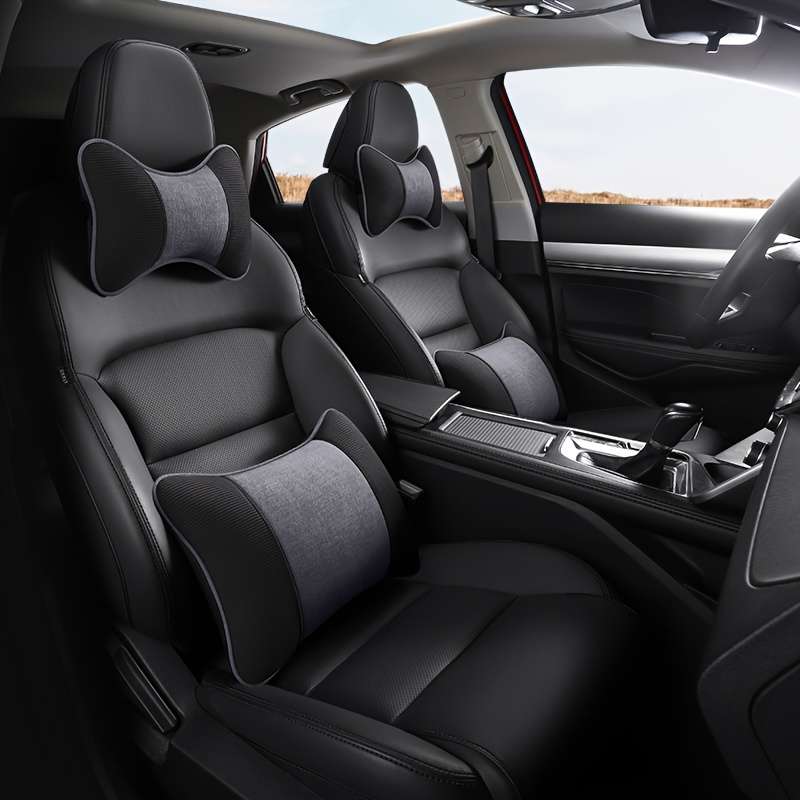 Car Seat Cushion Gray Items 2Pcs Headrest