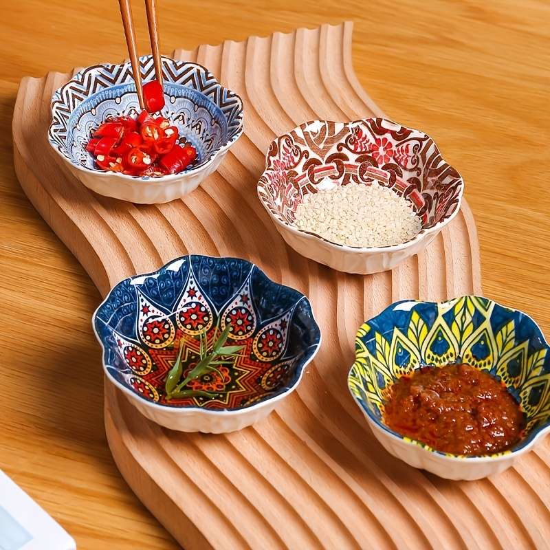Bowl Color 4Pcs Bohe Flowers Plates