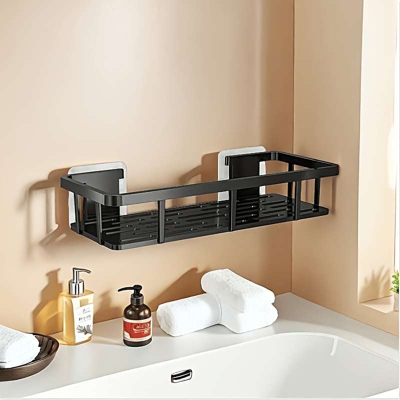Bathroom Storage Rack Color 4Pcs Black Rectangular Storage Rack