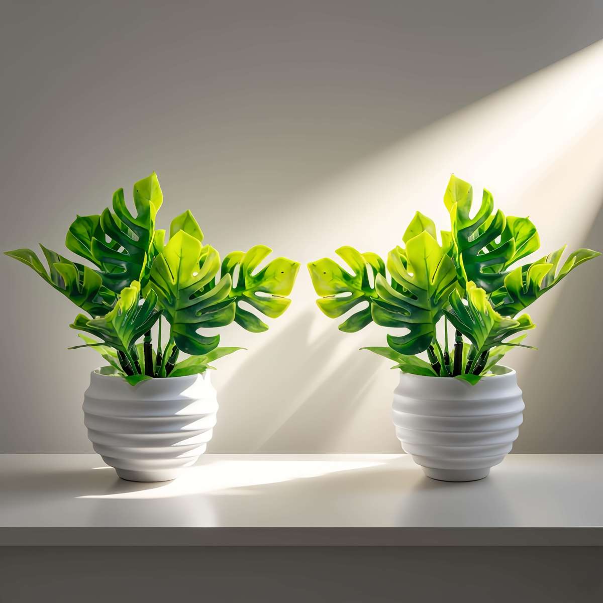 Flowerpot Model Green Leaves  White Pot Quantity2 Pots