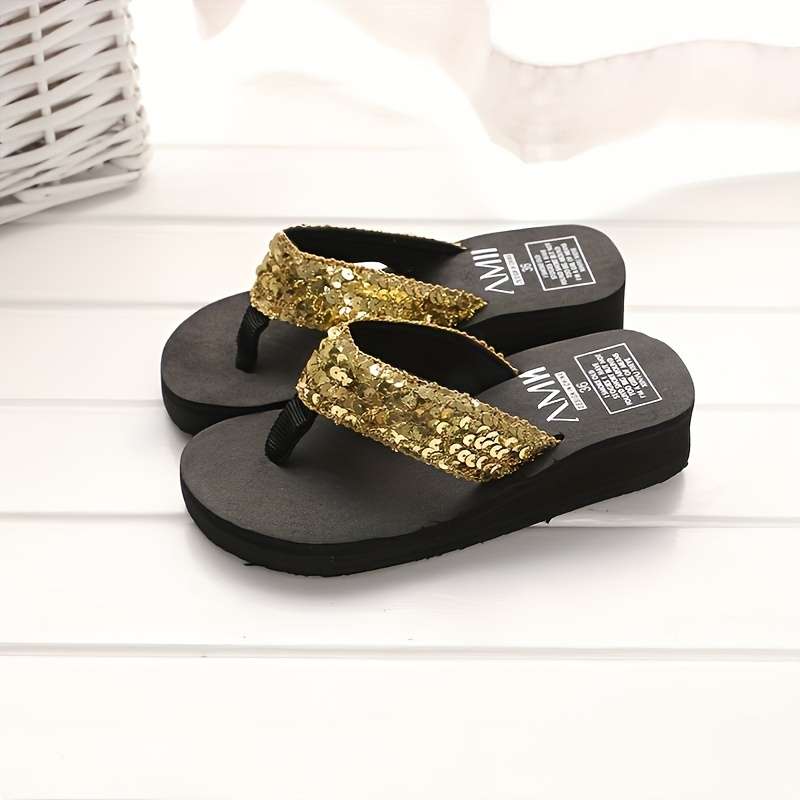 Ladies Summer Flip Flops Golden Uk 6