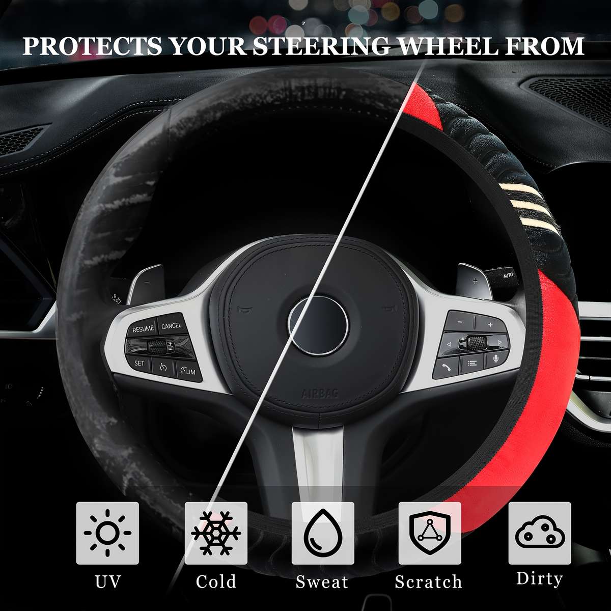 Car Steering Wheel Cover Grey