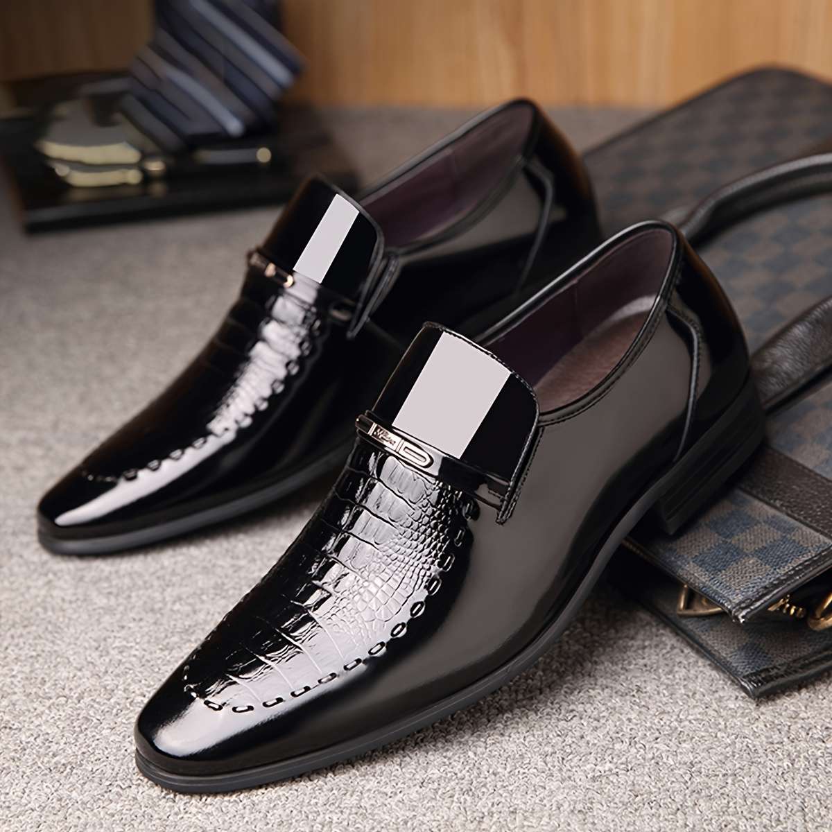 Mens Leather Shoes Color Black Sizeuk 9