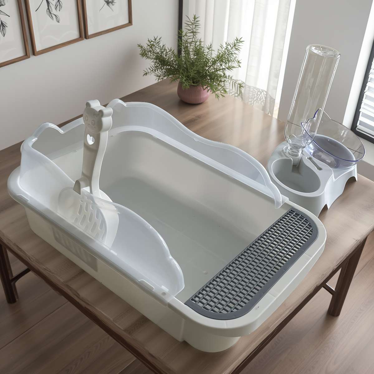 Pet supplies Items Extra Large Cat Litter Scoop and Self    Filling Food Bowl Set