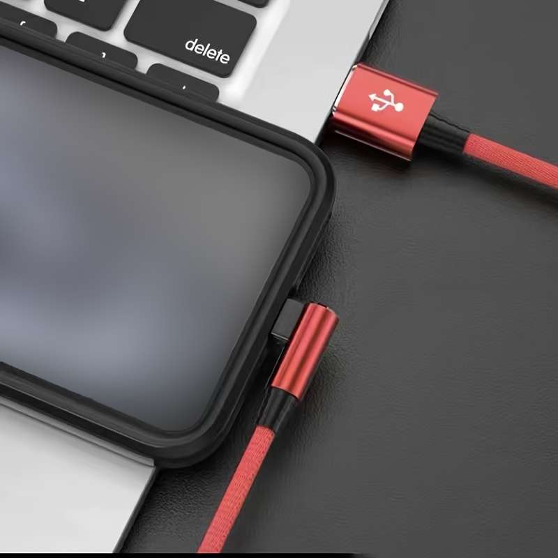 1pc 2.4A 12W Max Fast Charging USB Cable 100cm For iPhone 14 13 12 12Pro 12ProMax 90 Degree USB