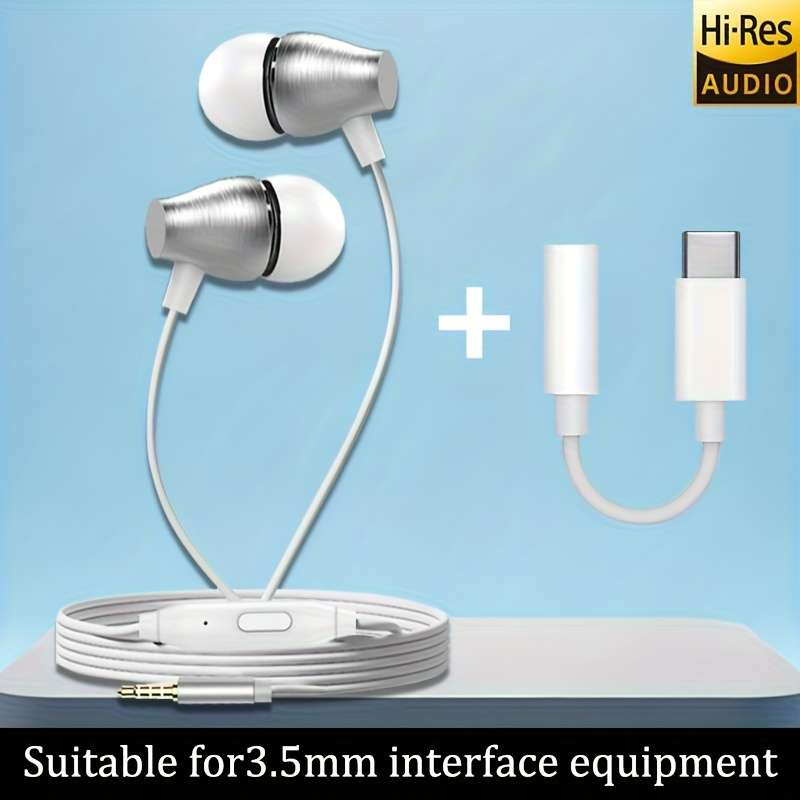 Wired Headphones Items Silver Earphone 3.5Mm