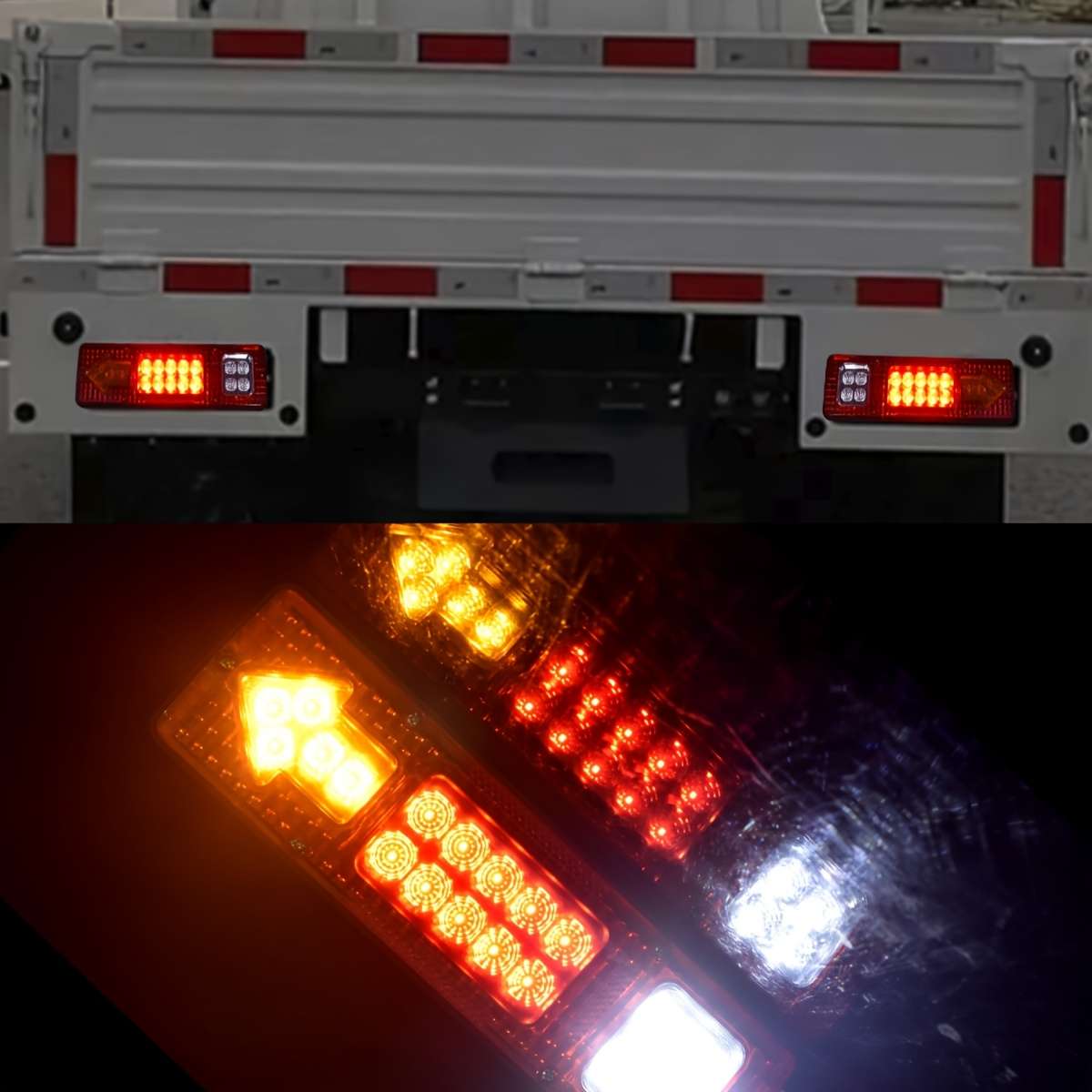 2pcs White Red Full Sealing Rubber Multi-Purpose Multi-Function Trailer LED Taillight